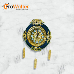 Royal and Gold Plated Hanging Strings Wall Clock in Black, Maroon and White