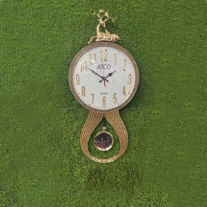 Elegant Gold Wall Clock with Deer & Tree Design