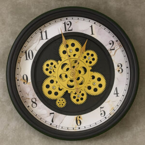 Marble Gear Fusion Wall Clock with Black Accents