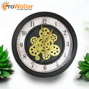 Marble Gear Fusion Wall Clock with Black Accents