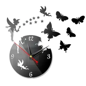 Black Wooden Fairy Clock For Wall Decor