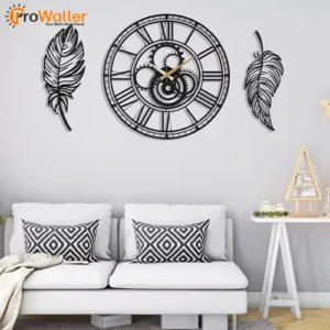 Dream Decor Wooden Designer Black Gear Wall Clock