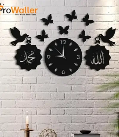 3D Wooden Wall Clock Islamic Clock