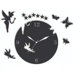 Black Wooden Fairy Clock For Wall Decor