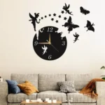 Black Wooden Fairy Clock For Wall Decor