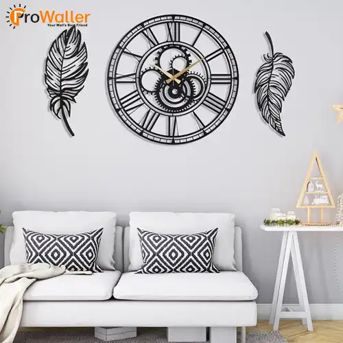 Dream Decor Wooden Designer Black Gear Wall Clock