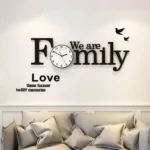 Family Black Modern Round Wooden Wall Clock