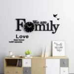 Family Black Modern Round Wooden Wall Clock