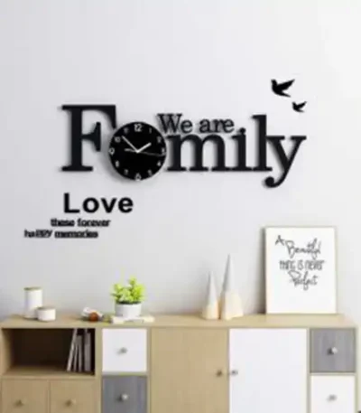 Family Black Modern Round Wooden Wall Clock