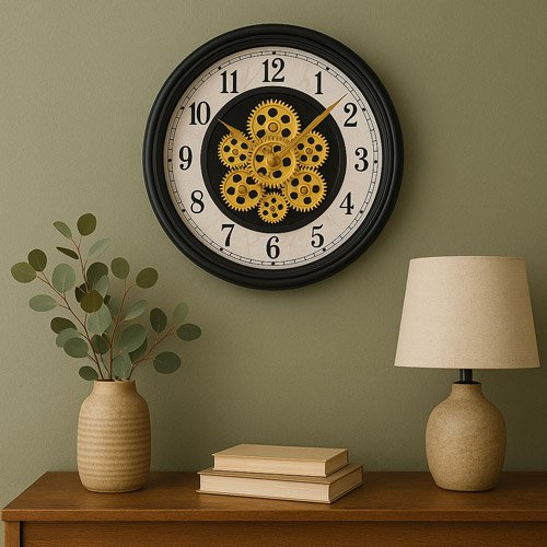 Marble Gear Fusion Wall Clock With Black Accents