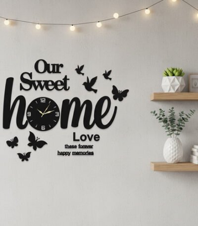 Our Sweet Home 3D Wooden Wall Clock 3D Quartz Watch DIY Design Decoration Piece for Home Decor