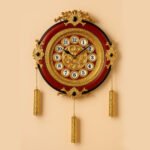 Royal And Gold Plated Hanging Strings Wall Clock In Maroon