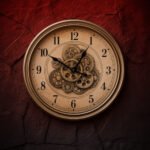 Silver Wall Clock With Metallic Moving Gears