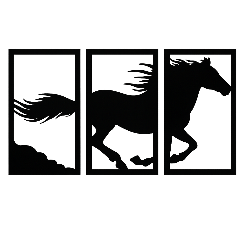 3D Horse Wall Hanging Set of 3