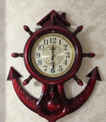 Anchor Wall Clock With Pendulum Golden Dial Antique Model