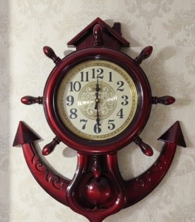 Anchor Wall Clock With Pendulum Golden Dial Antique Model