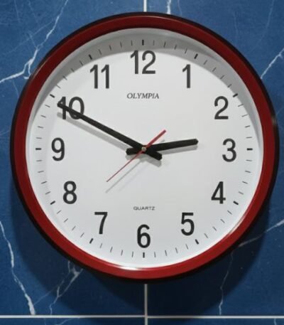 Classic OLYMPIA Red Rim Wall Clock