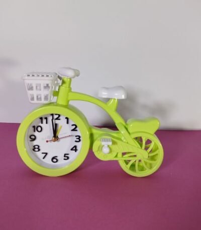 Cute Bike Alarm Clock for Kids Colorful Bicycle Shaped Table Clock with Basket for Childrens Bedroom Decor