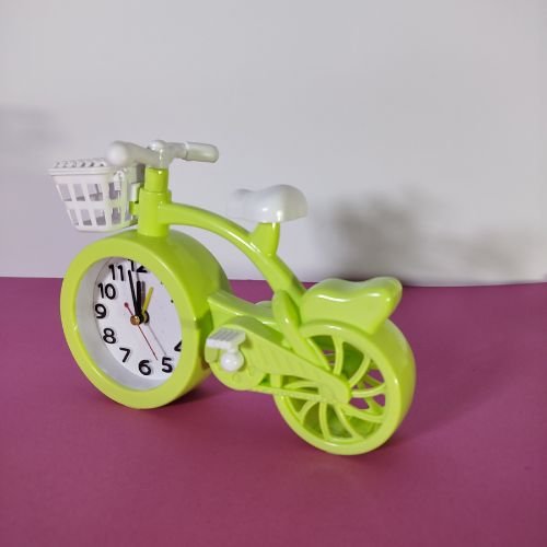 Cute Bike Alarm Clock for Kids Colorful Bicycle Shaped Table Clock with Basket for Childrens Bedroom Decor