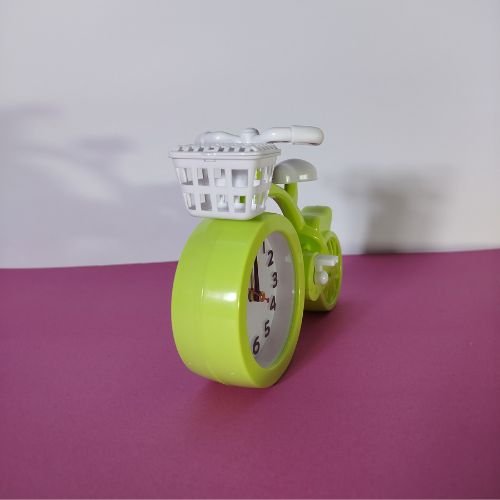 Cute Bike Alarm Clock for Kids Colorful Bicycle Shaped Table Clock with Basket for Childrens Bedroom Decor