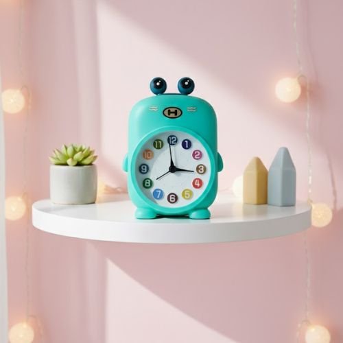 Cute Cartoon Alarm Clock for Kids Colorful Numbers Learning Time Teaching Clock for Children Bedroom
