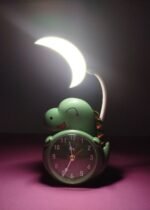 Cute Dinosaur Table Clock with Flexible Neck Moon Light