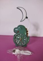 Cute Dinosaur Table Clock with Flexible Neck Moon Light