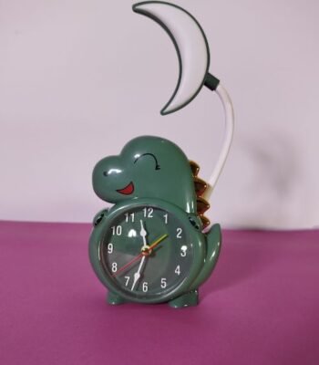 Cute Dinosaur Table Clock with Flexible Neck Moon Light