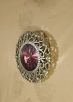 Elegant Golden Heart Filigree Wall Clock with Red Dial