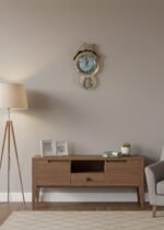 Gold House Shape Pendulum Wall Clock