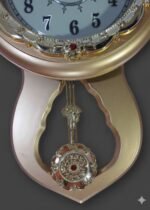 Gold House Shape Pendulum Wall Clock