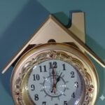 Gold House Shape Pendulum Wall Clock