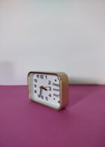 Happy Every Day Gold Rectangular Table Alarm Clock Small Silent Analog Clock