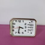 Happy Every Day GolRectangular Table Alarm Clock Small Silent Analog Clock