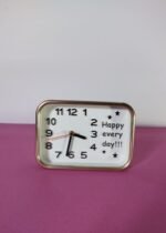 Happy Every Day GolRectangular Table Alarm Clock Small Silent Analog Clock