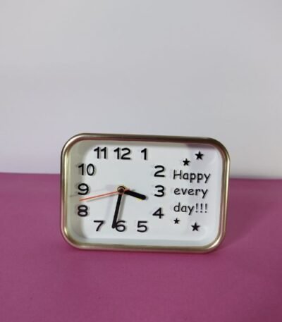 Happy Every Day GolRectangular Table Alarm Clock Small Silent Analog Clock