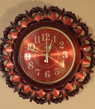 Ornate Red and Black Floral Decorative Quartz Wall Clock