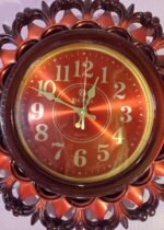 Ornate Red and Black Floral Decorative Quartz Wall Clock