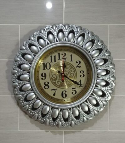Silver Wall Clock Petal Frame Clock Vintage Style Clock Gold and Silver Clock