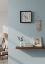 Square Black Frame Butterfly Flower Wall Clock