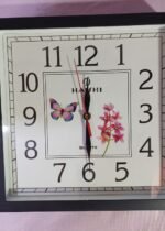 Square Black Frame Butterfly Flower Wall Clock
