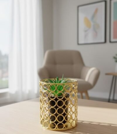 Tabletop Artificial Gold Stand With Succulent Plant