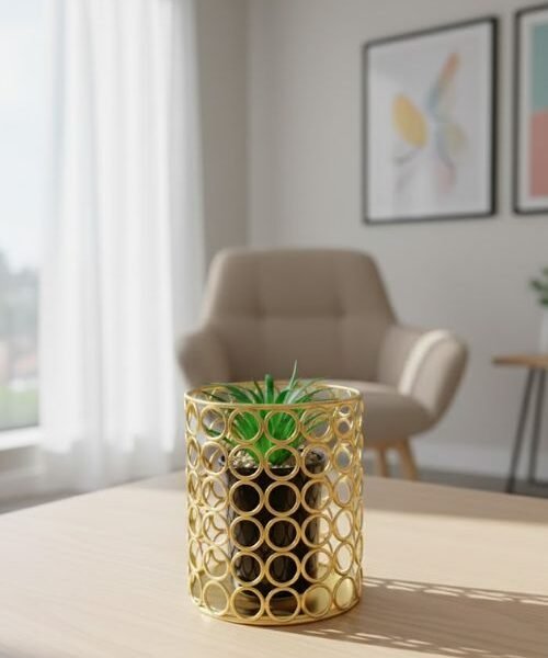 Tabletop Artificial Gold Stand With Succulent Plant
